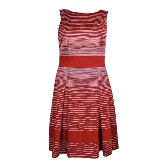 Talbots Dress 8 Medium Fit Flare Red White Stripe Sailor Nautical Cotton $179 - Picture 2 of 7